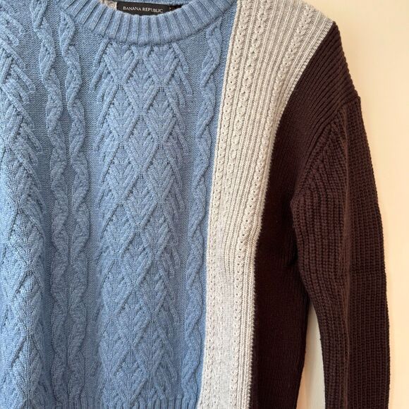 Banana Republic Women's Cable Knit Colorblock Sweater Size Small - Picture 2 of 5